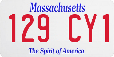 MA license plate 129CY1