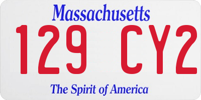 MA license plate 129CY2