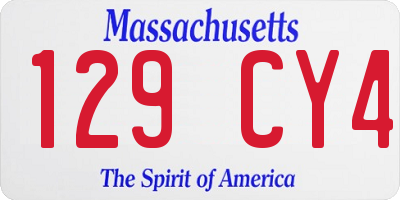 MA license plate 129CY4