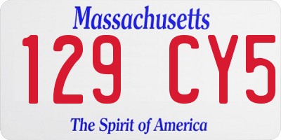 MA license plate 129CY5