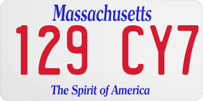 MA license plate 129CY7