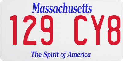 MA license plate 129CY8