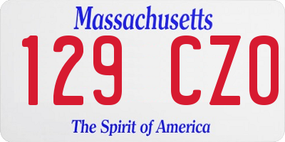 MA license plate 129CZ0