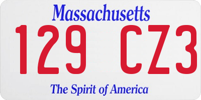 MA license plate 129CZ3