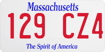 MA license plate 129CZ4