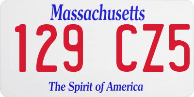 MA license plate 129CZ5