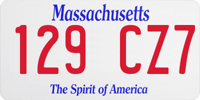MA license plate 129CZ7