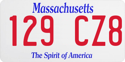 MA license plate 129CZ8