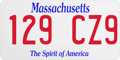 MA license plate 129CZ9