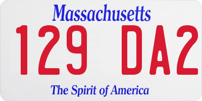 MA license plate 129DA2