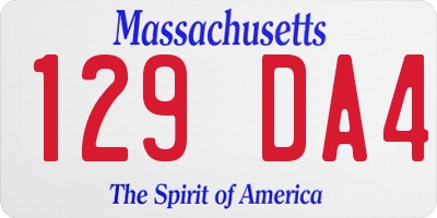 MA license plate 129DA4