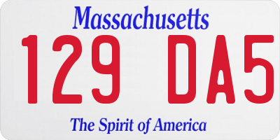 MA license plate 129DA5