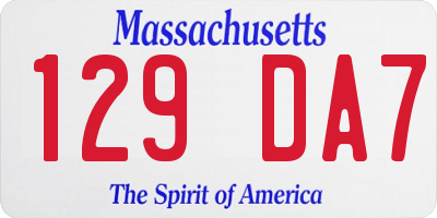 MA license plate 129DA7