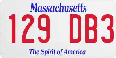 MA license plate 129DB3