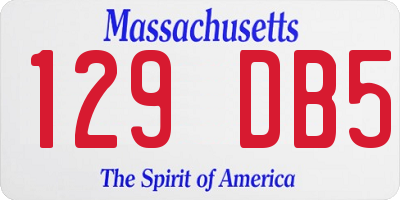 MA license plate 129DB5