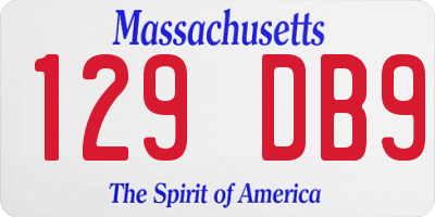 MA license plate 129DB9