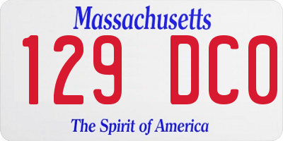 MA license plate 129DC0