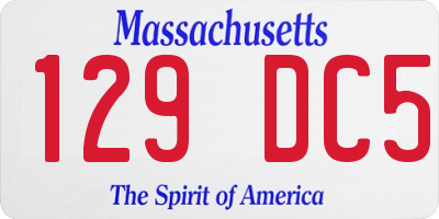 MA license plate 129DC5