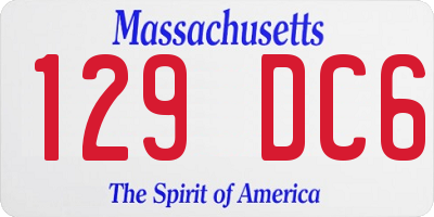 MA license plate 129DC6