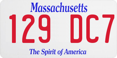 MA license plate 129DC7