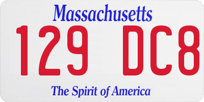 MA license plate 129DC8