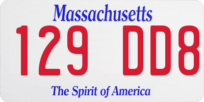 MA license plate 129DD8