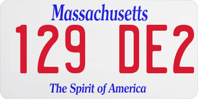 MA license plate 129DE2