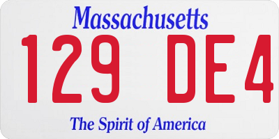 MA license plate 129DE4