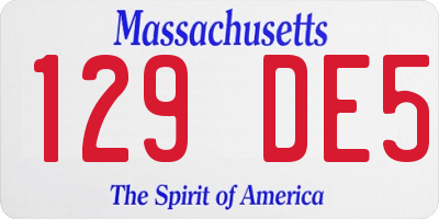MA license plate 129DE5