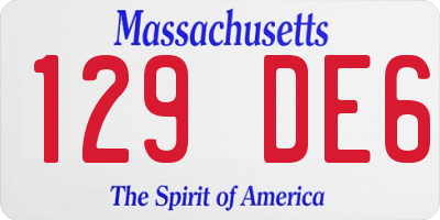 MA license plate 129DE6