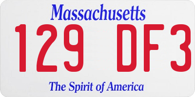MA license plate 129DF3