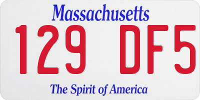 MA license plate 129DF5