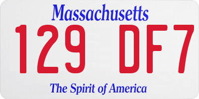 MA license plate 129DF7