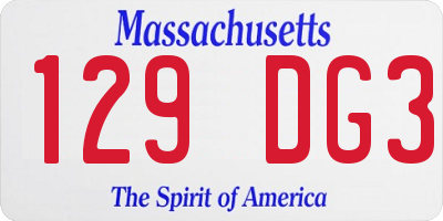 MA license plate 129DG3
