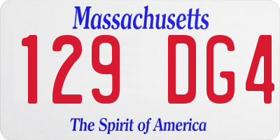 MA license plate 129DG4