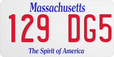 MA license plate 129DG5