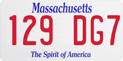 MA license plate 129DG7