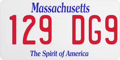 MA license plate 129DG9