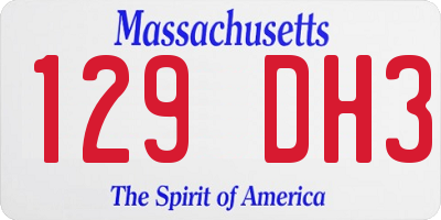 MA license plate 129DH3
