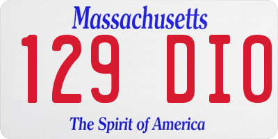 MA license plate 129DI0