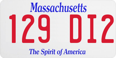 MA license plate 129DI2