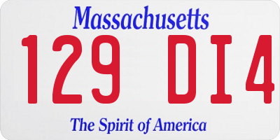 MA license plate 129DI4