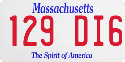 MA license plate 129DI6
