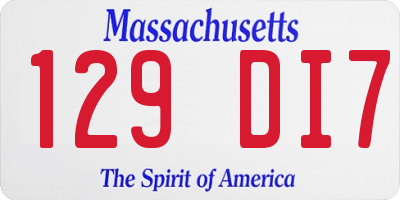 MA license plate 129DI7