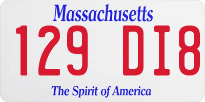 MA license plate 129DI8