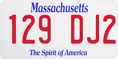 MA license plate 129DJ2