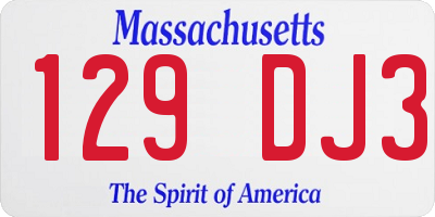 MA license plate 129DJ3