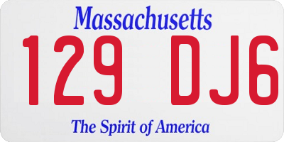 MA license plate 129DJ6