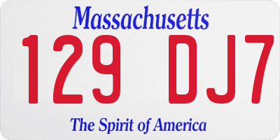 MA license plate 129DJ7