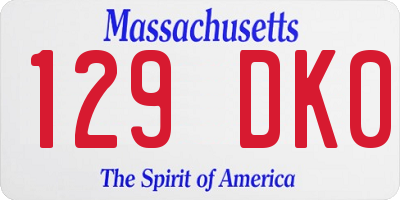 MA license plate 129DK0